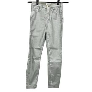FRAME Ali High Rise Cigarette Metallic Silver Jeans Women’s Size 27